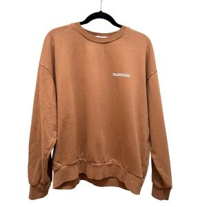 TALENTLESS Crewneck Sweatshirt Brown Cotton Long Sleeve Relaxed Fit Size M